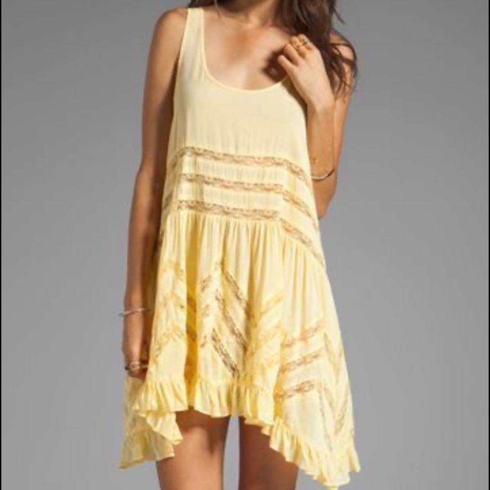 Yellow Polka Dot Trapeze Dress Free People